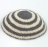 Knitted Kippah with Gray and Beige Stripes